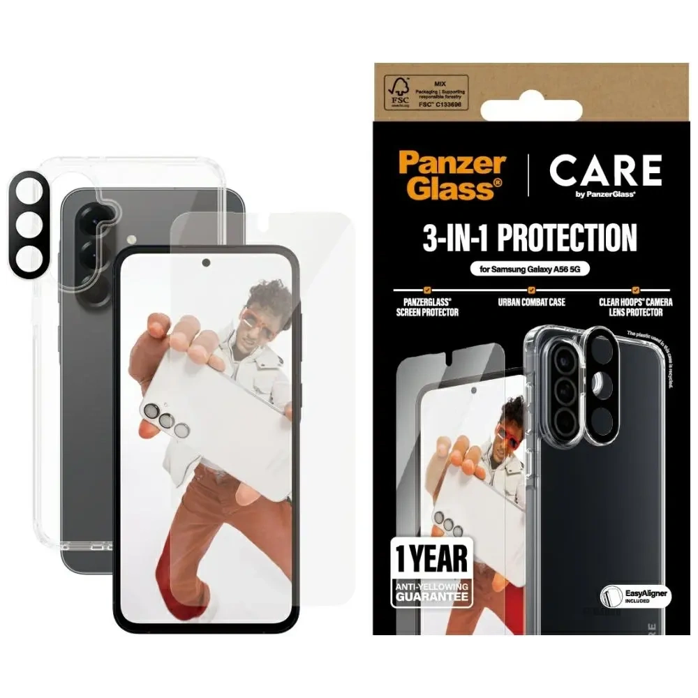 Wholesale CARE by PanzerGlass Flagship 3in1 Protective set: case + tempered glass + lens glass Samsung Galaxy A56 5G - PZG887 - {ean13} - Hurt
