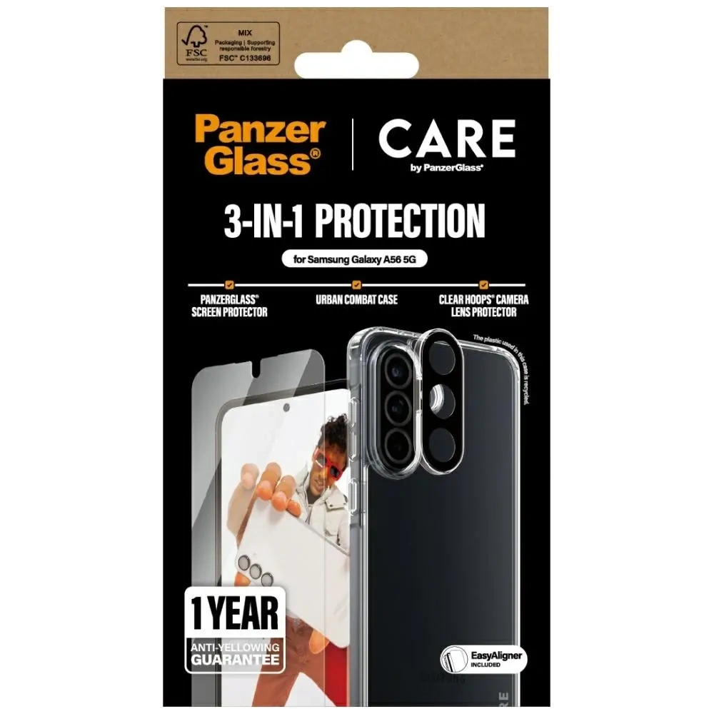 Wholesale CARE by PanzerGlass Flagship 3in1 Protective set: case + tempered glass + lens glass Samsung Galaxy A56 5G - PZG887 - {ean13} - Hurt