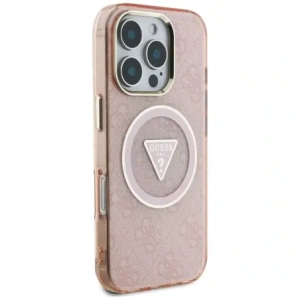 Hurtownia GSM - Hádej IML Metal Glitter 4G Kruh Trojúhelník MagSafe Apple iPhone 16 Pro růžový - GUE4574 - {ean13} - Hurt