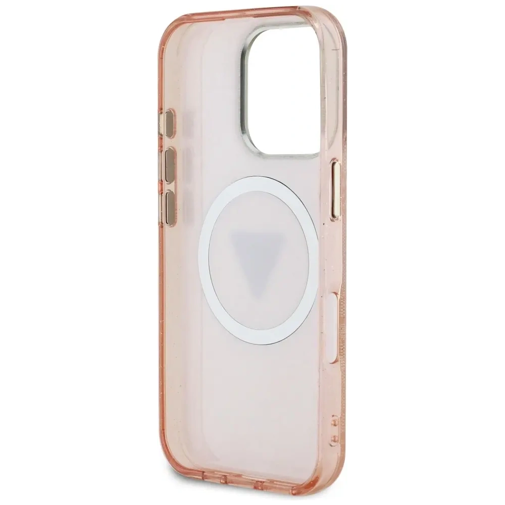 Wholesale Guess IML Metal Glitter 4G Circle Triangle MagSafe Apple iPhone 16 Pro pink - GUE4574 - {ean13} - Hurt