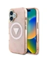 Wholesale Guess IML Metal Glitter 4G Circle Triangle MagSafe Apple iPhone 16 pink - GUE4575 - {ean13} - Hurt