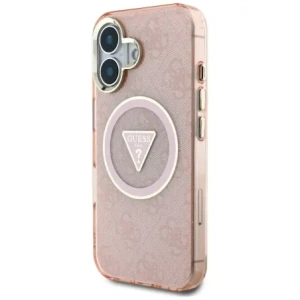 Wholesale Guess IML Metal Glitter 4G Circle Triangle MagSafe Apple iPhone 16 pink - GUE4575 - {ean13} - Hurt