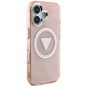 Wholesale Guess IML Metal Glitter 4G Circle Triangle MagSafe Apple iPhone 16 pink - GUE4575 - {ean13} - Hurt