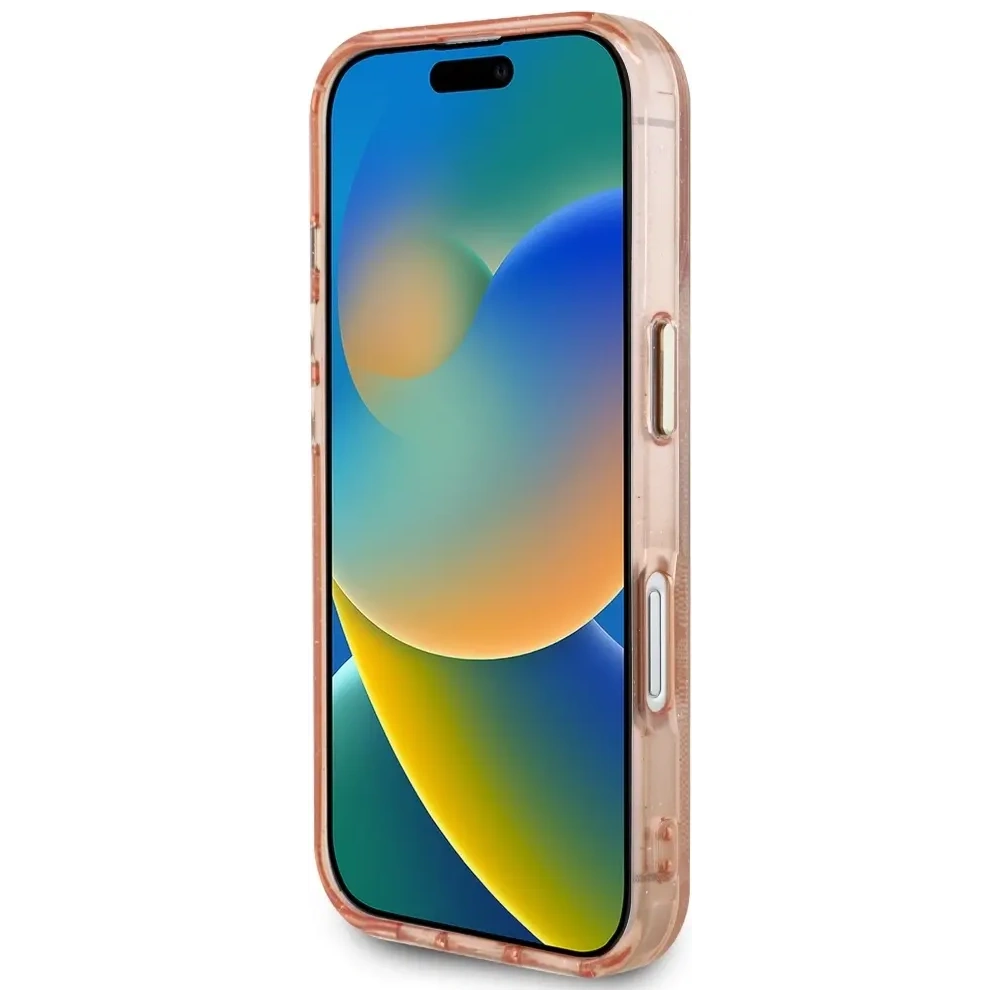 Hurtownia GSM - Guess IML Fém Csillám 4G Kör Háromszög MagSafe Apple iPhone 16 rózsaszín - GUE4575 - {ean13} - Hurt