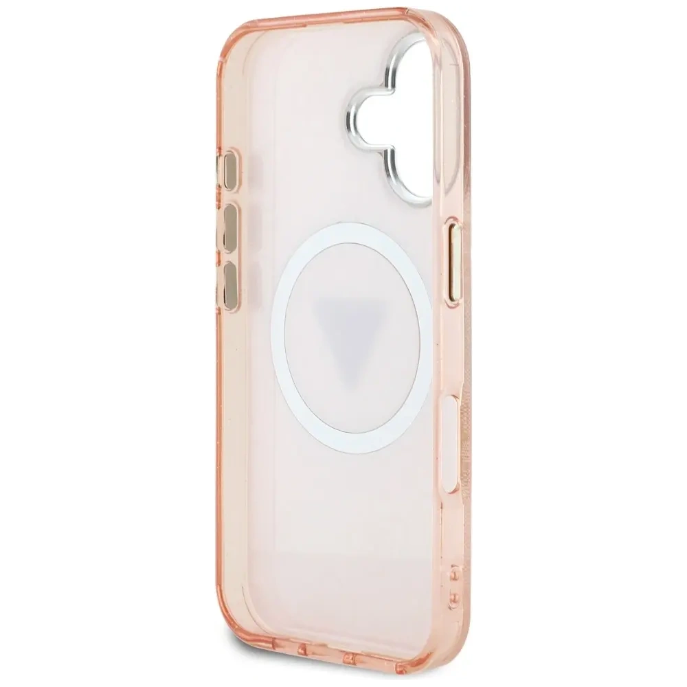 Wholesale Guess IML Metal Glitter 4G Circle Triangle MagSafe Apple iPhone 16 pink - GUE4575 - {ean13} - Hurt