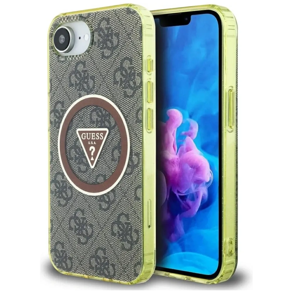 Wholesale Guess IML Metal Glitter 4G Circle Triangle MagSafe Apple iPhone 16e brown - GUE4576 - {ean13} - Hurt