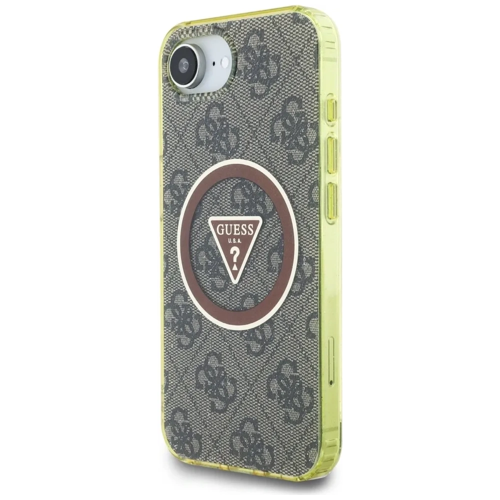 Wholesale Guess IML Metal Glitter 4G Circle Triangle MagSafe Apple iPhone 16e brown - GUE4576 - {ean13} - Hurt