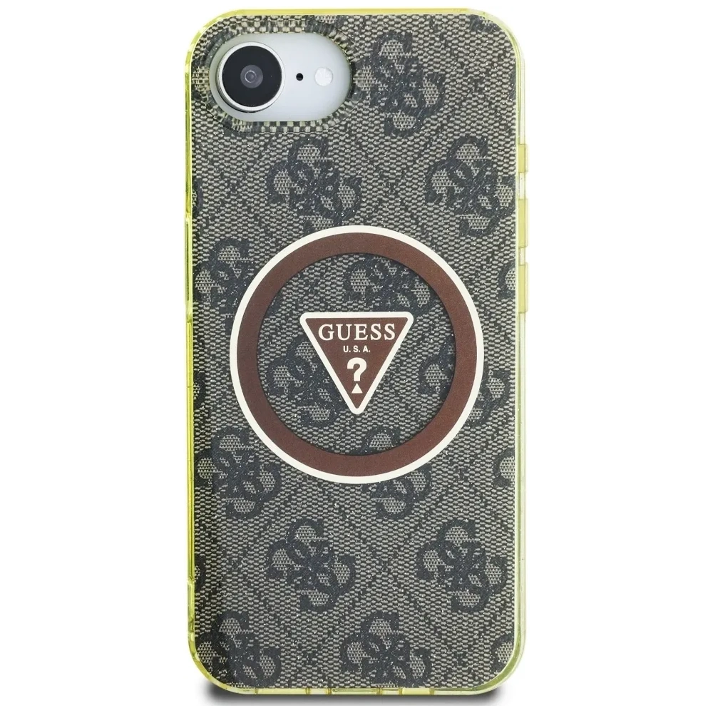Wholesale Guess IML Metal Glitter 4G Circle Triangle MagSafe Apple iPhone 16e brown - GUE4576 - {ean13} - Hurt