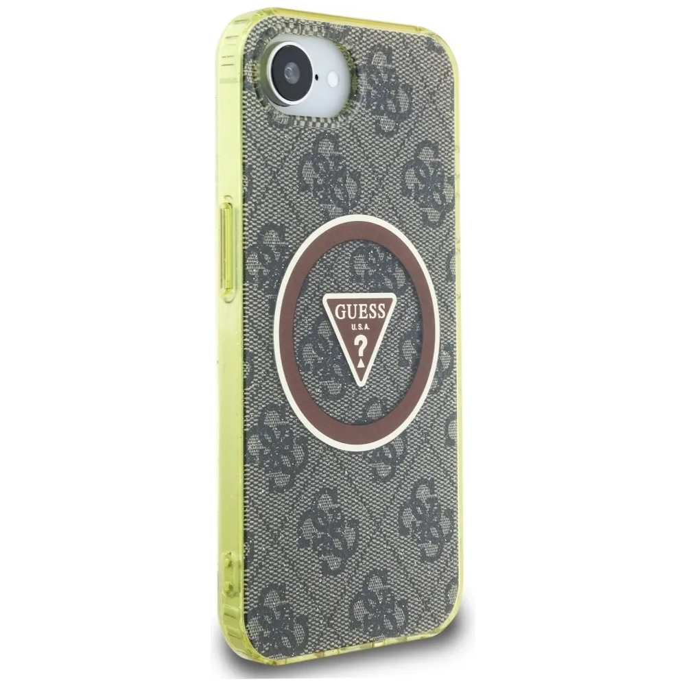 Wholesale Guess IML Metal Glitter 4G Circle Triangle MagSafe Apple iPhone 16e brown - GUE4576 - {ean13} - Hurt