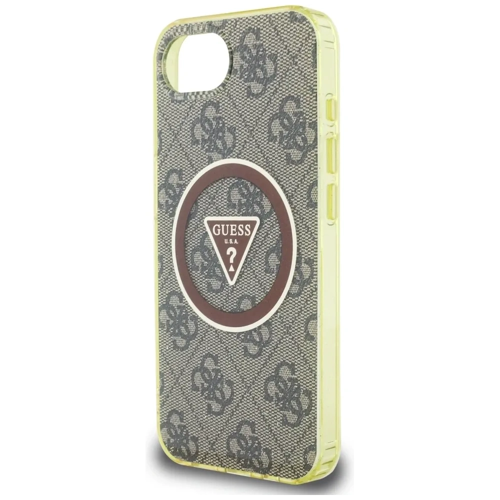 Wholesale Guess IML Metal Glitter 4G Circle Triangle MagSafe Apple iPhone 16e brown - GUE4576 - {ean13} - Hurt