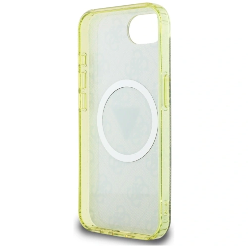 Etui Guess IML Metal Glitter 4G Circle Triangle MagSafe do Apple iPhone 16e brązowy