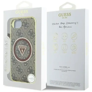 Wholesale Guess IML Metal Glitter 4G Circle Triangle MagSafe Apple iPhone 16e brown - GUE4576 - {ean13} - Hurt