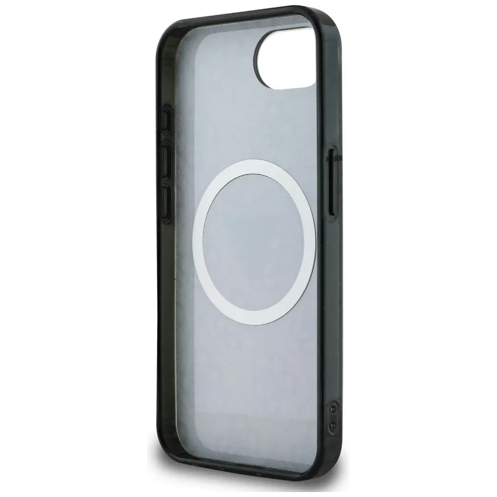 Hurtownia GSM - Guess IML Metal Glitter 4G Cerc Triunghi MagSafe Apple iPhone 16e negru - GUE4577 - {ean13} - Hurt