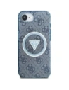 Hurtownia GSM - Guess IML Metal Glitter 4G Cerc Triunghi MagSafe Apple iPhone 16e albastru - GUE4578 - {ean13} - Hurt