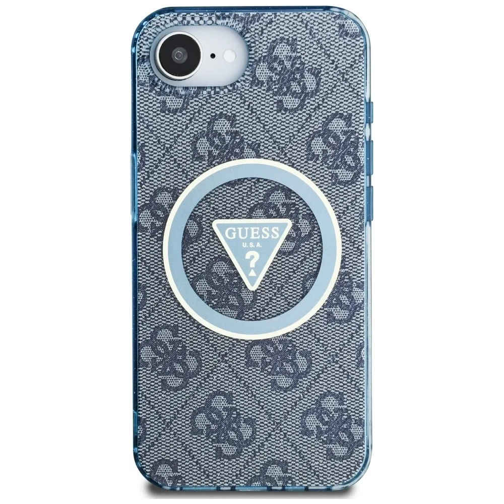 Hurtownia GSM - Guess IML Metal Glitter 4G Cerc Triunghi MagSafe Apple iPhone 16e albastru - GUE4578 - {ean13} - Hurt