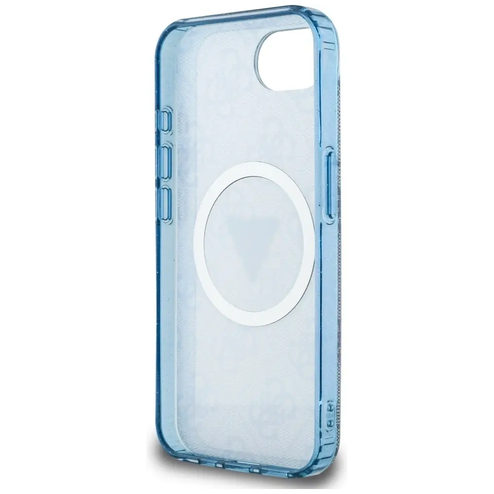 Hurtownia GSM - Guess IML Metal Glitter 4G Cerc Triunghi MagSafe Apple iPhone 16e albastru - GUE4578 - {ean13} - Hurt