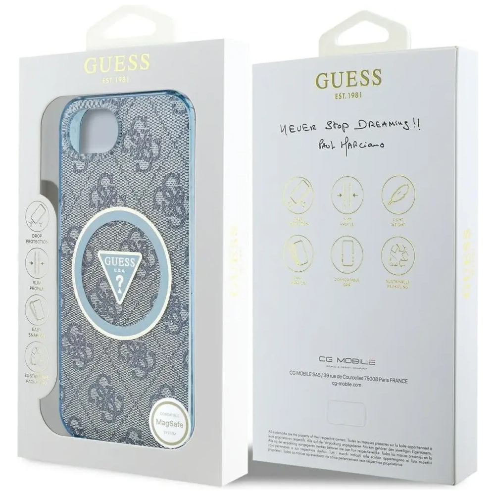 Hurtownia GSM - Hádej IML Metal Glitter 4G Kruh Trojúhelník MagSafe Apple iPhone 16e modrý - GUE4578 - {ean13} - Hurt