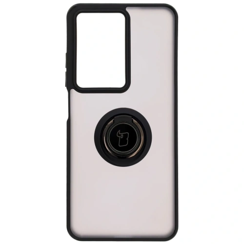 Etui z uchwytem na palec Bizon Case Hybrid Ring do Realme C75 4G / 14x 5G przydymione z czarną ramką