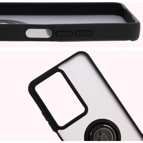 Etui z uchwytem na palec Bizon Case Hybrid Ring do Realme C75 4G / 14x 5G przydymione z czarną ramką