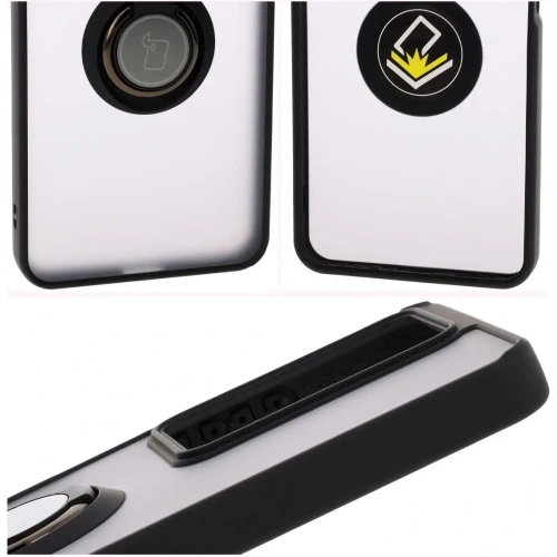 Etui z uchwytem na palec Bizon Case Hybrid Ring do Realme C75 4G / 14x 5G przydymione z czarną ramką