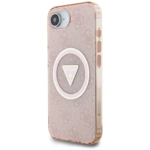 Wholesale Guess IML Metal Glitter 4G Circle Triangle MagSafe Apple iPhone 16e pink - GUE4579 - {ean13} - Hurt