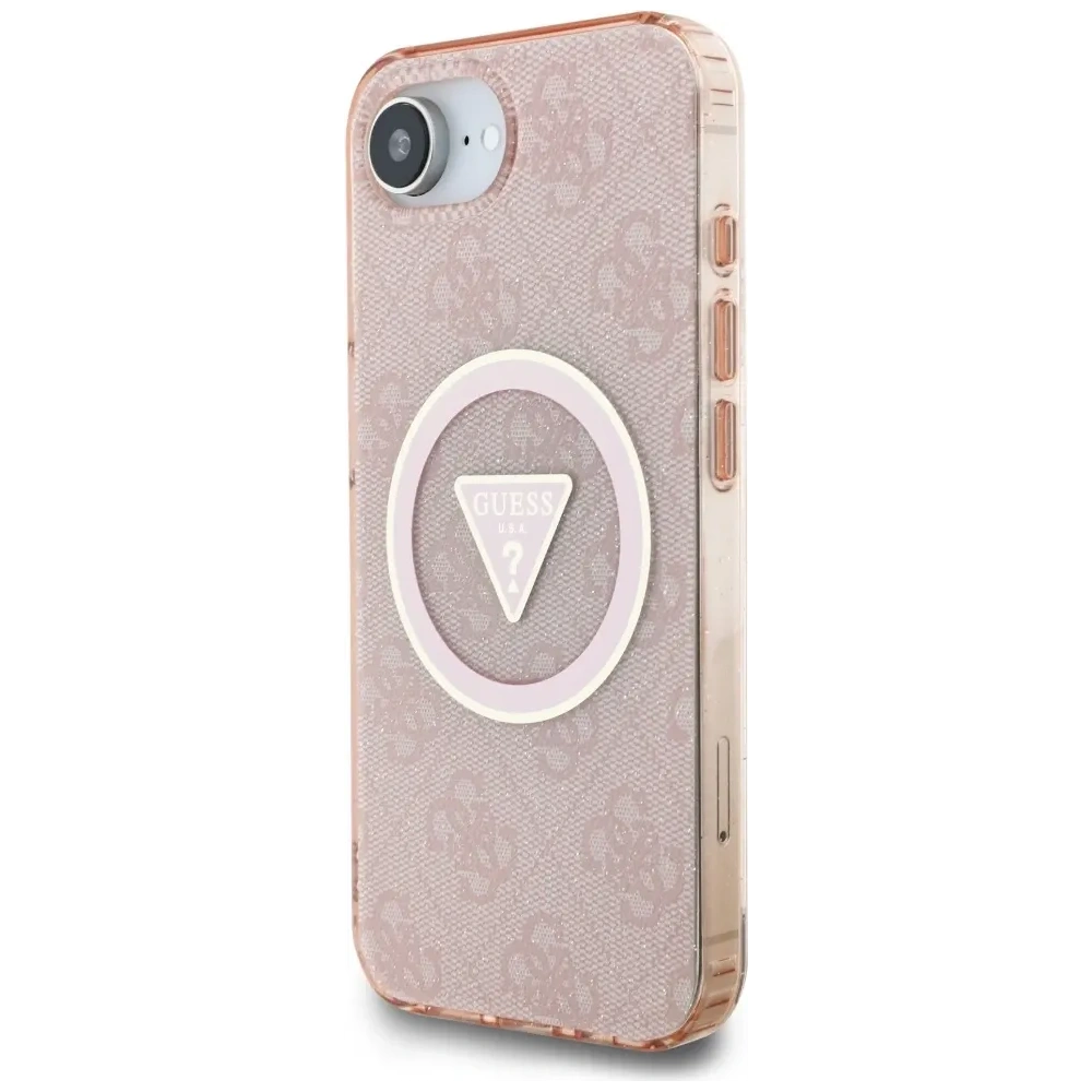 Wholesale Guess IML Metal Glitter 4G Circle Triangle MagSafe Apple iPhone 16e pink - GUE4579 - {ean13} - Hurt