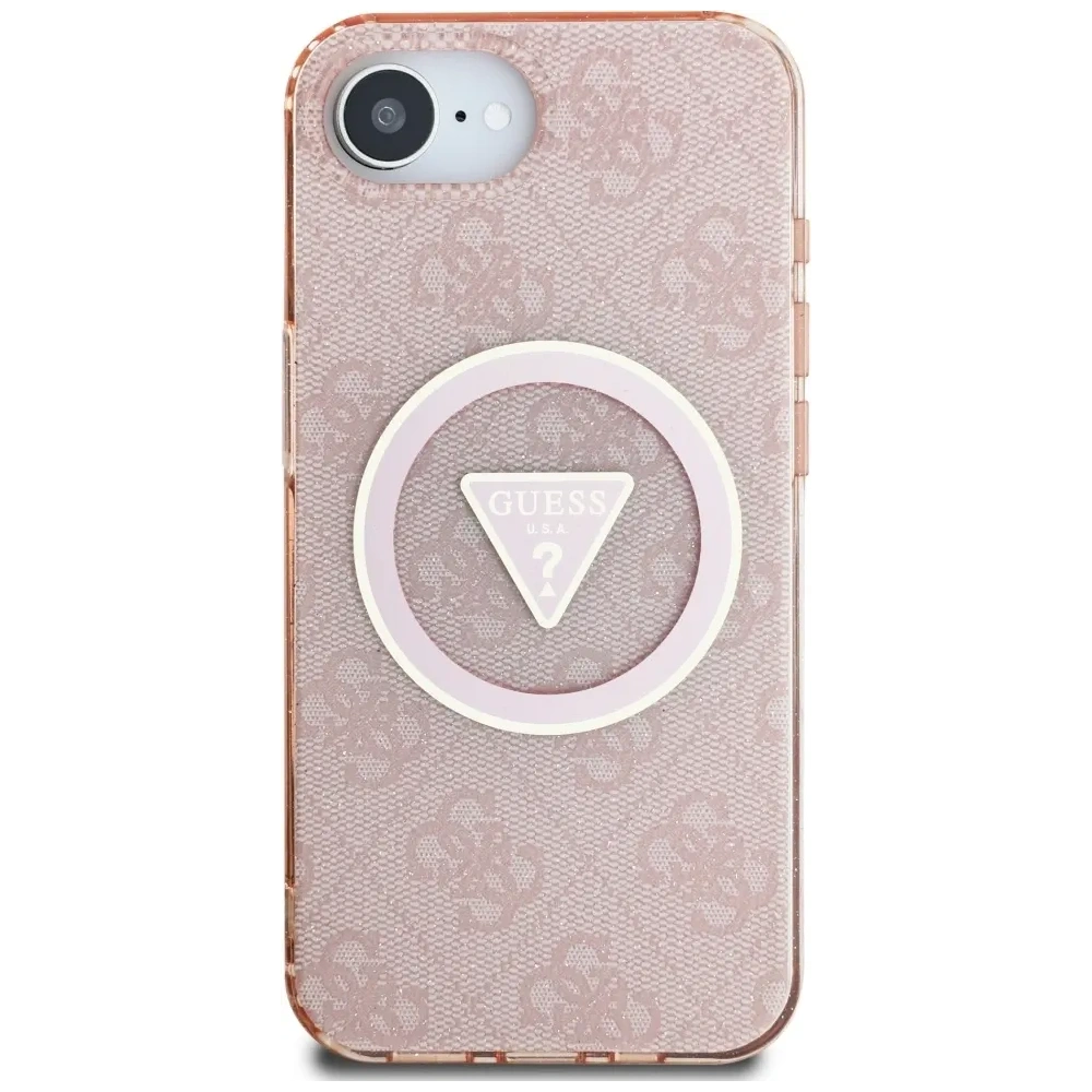 Wholesale Guess IML Metal Glitter 4G Circle Triangle MagSafe Apple iPhone 16e pink - GUE4579 - {ean13} - Hurt