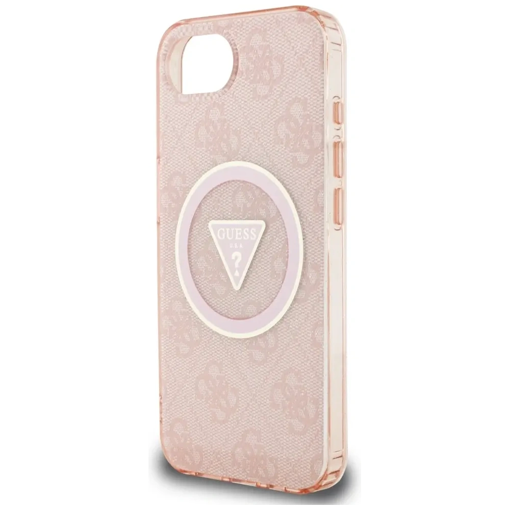 Wholesale Guess IML Metal Glitter 4G Circle Triangle MagSafe Apple iPhone 16e pink - GUE4579 - {ean13} - Hurt