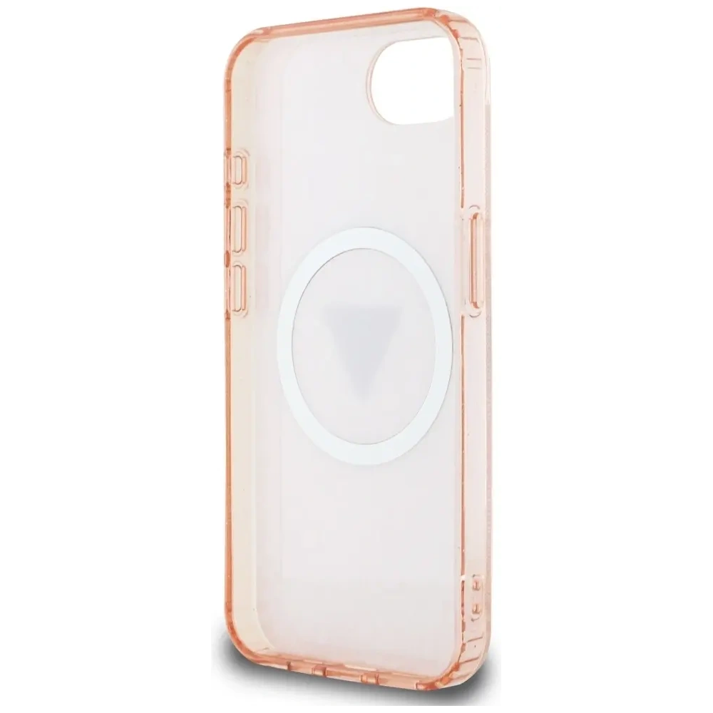 Wholesale Guess IML Metal Glitter 4G Circle Triangle MagSafe Apple iPhone 16e pink - GUE4579 - {ean13} - Hurt