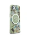Wholesale Guess IML Metal Glitter Flowers Triangle MagSafe Apple iPhone 16e green - GUE4581 - {ean13} - Hurt