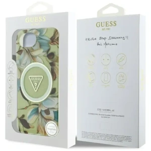 Wholesale Guess IML Metal Glitter Flowers Triangle MagSafe Apple iPhone 16e green - GUE4581 - {ean13} - Hurt