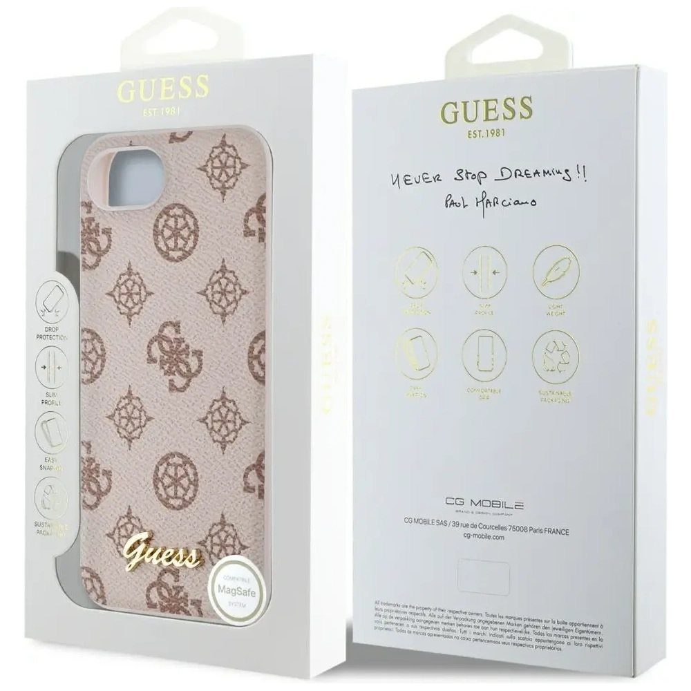 Wholesale Guess Peony Script Logo MagSafe Apple iPhone 16e brown - GUE4582 - {ean13} - Hurt