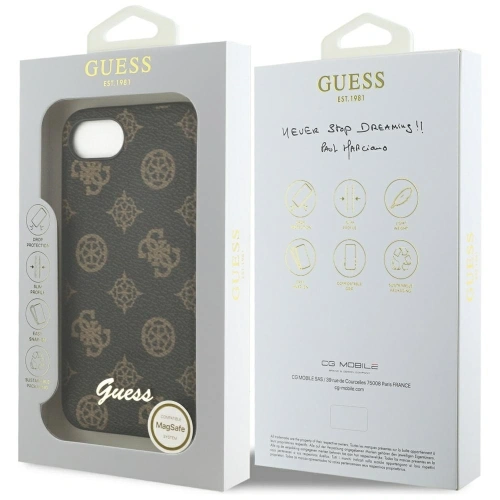 Etui Guess Peony Script Logo MagSafe do Apple iPhone 16e czarny