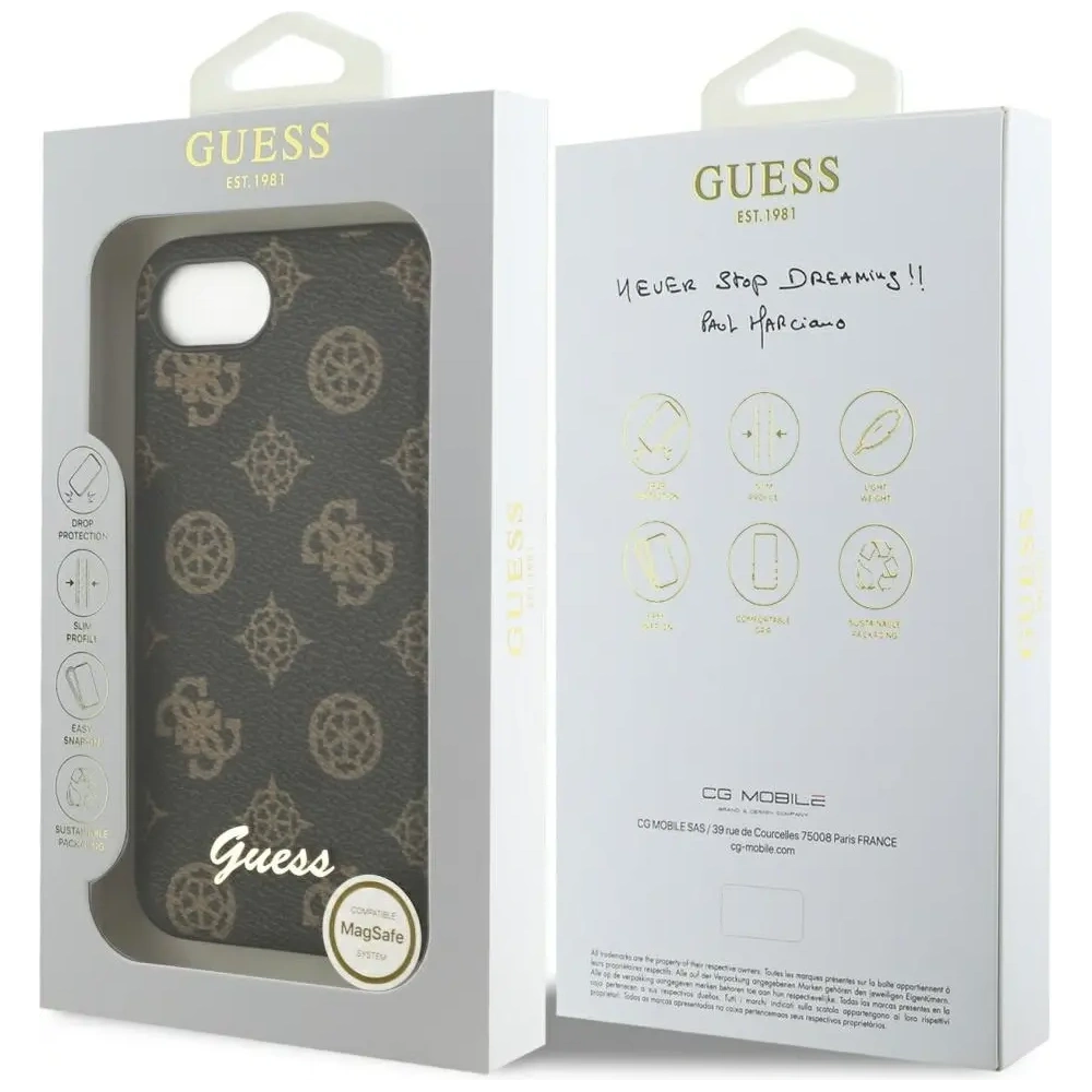 Wholesale Guess Peony Script Logo MagSafe Apple iPhone 16e black - GUE4583 - {ean13} - Hurt