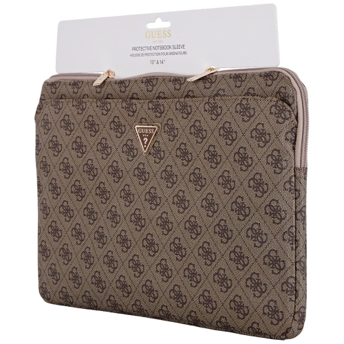 Torba Guess Sleeve 14" 4G Zipper Pocket Triangle Logo brązowy