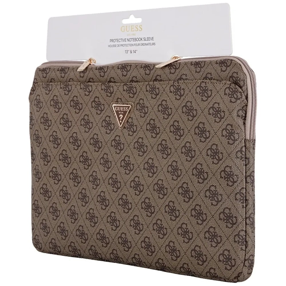 Hurtownia GSM - Torba Guess Sleeve 14" 4G Zipper Pocket Triangle Logo brązowy - GUE4584 - {ean13} - Hurt