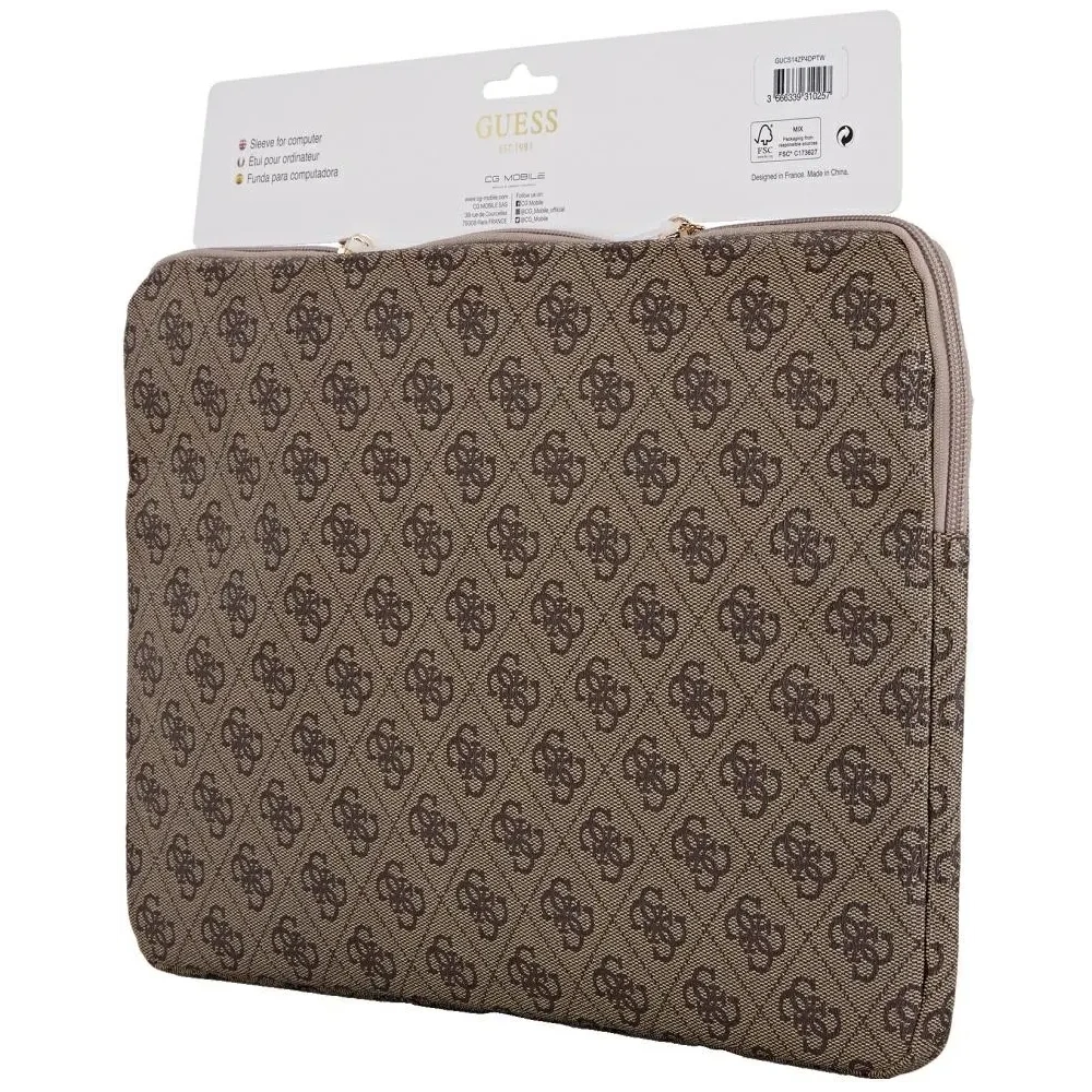 Wholesale Guess Sleeve 14" 4G Zipper Pocket Triangle Logo brown - GUE4584 - {ean13} - Hurt