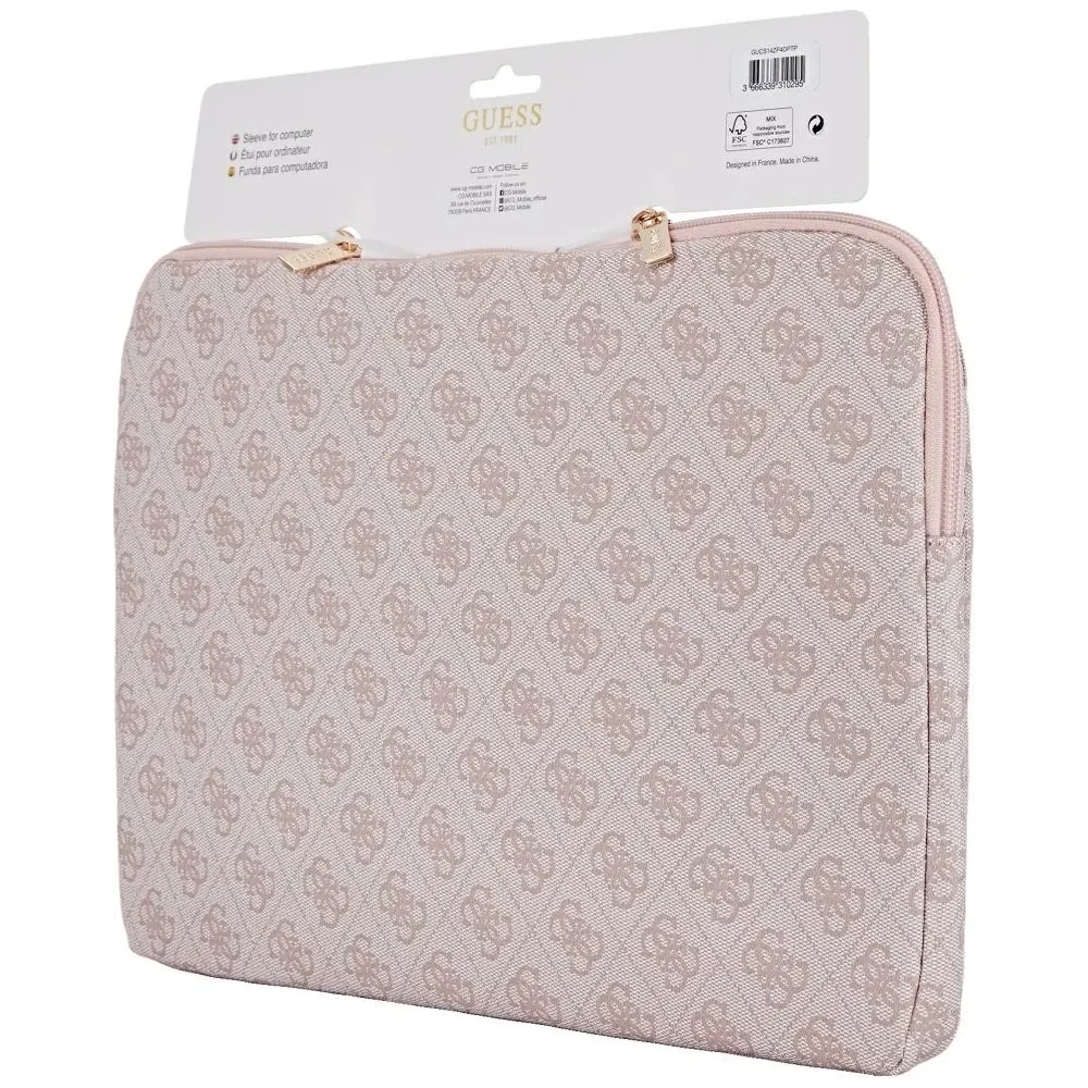 Wholesale Guess Sleeve 14" 4G Zipper Pocket Triangle Logo pink - GUE4586 - {ean13} - Hurt