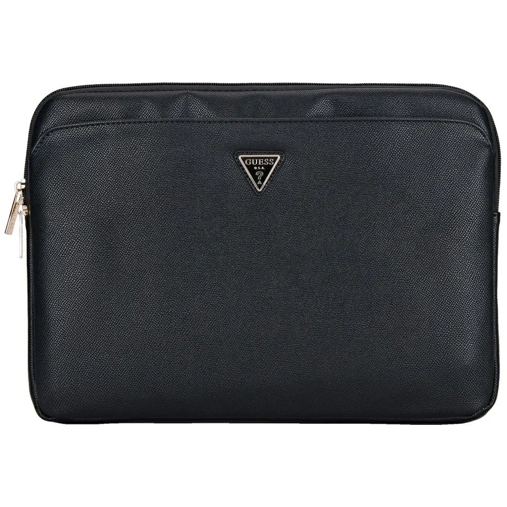 Wholesale Guess Sleeve 14" Grained Zipper Pocket Triangle Logo black - GUE4587 - {ean13} - Hurt