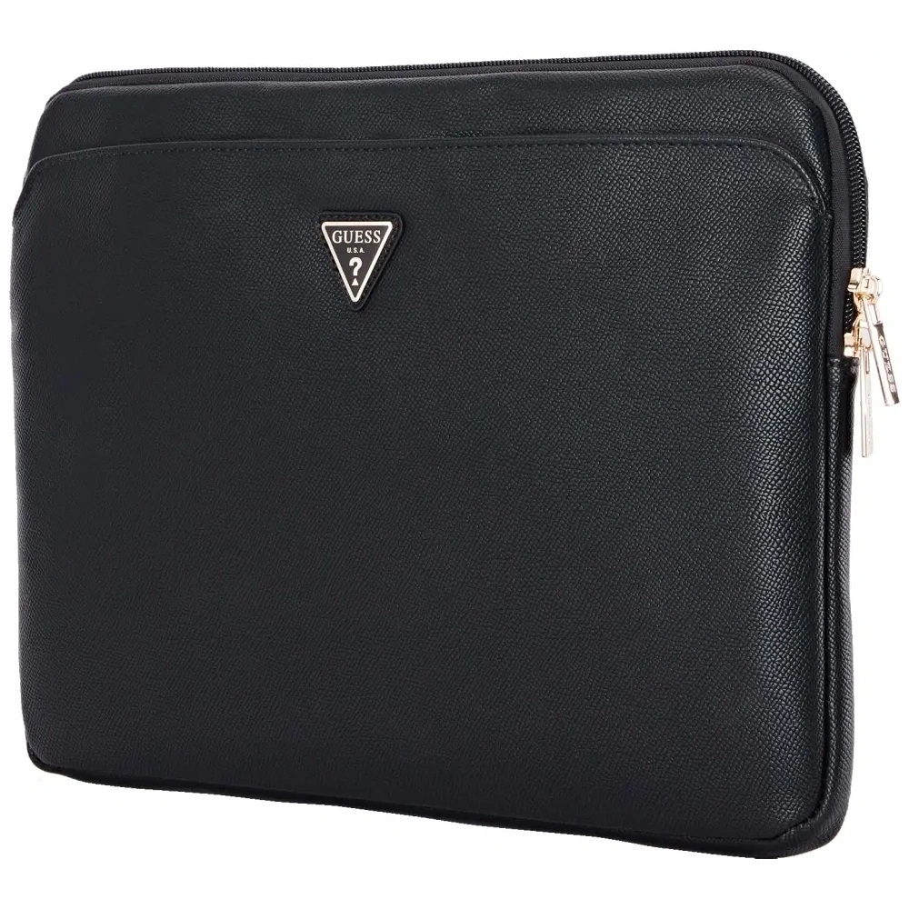 Wholesale Guess Sleeve 14" Grained Zipper Pocket Triangle Logo black - GUE4587 - {ean13} - Hurt