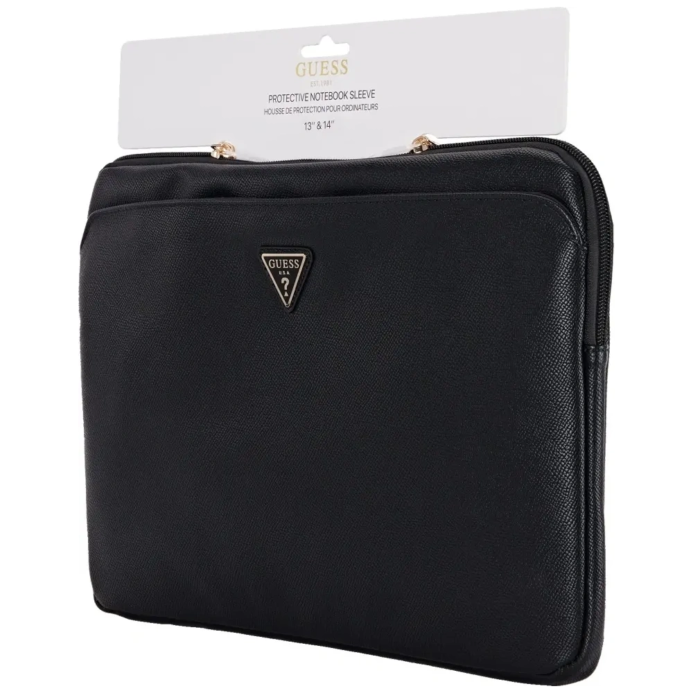 Wholesale Guess Sleeve 14" Grained Zipper Pocket Triangle Logo black - GUE4587 - {ean13} - Hurt