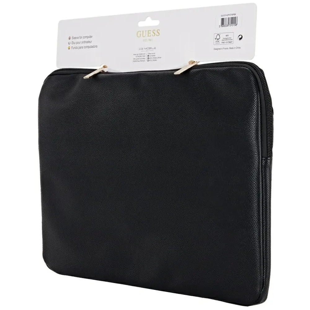 Wholesale Guess Sleeve 14" Grained Zipper Pocket Triangle Logo black - GUE4587 - {ean13} - Hurt