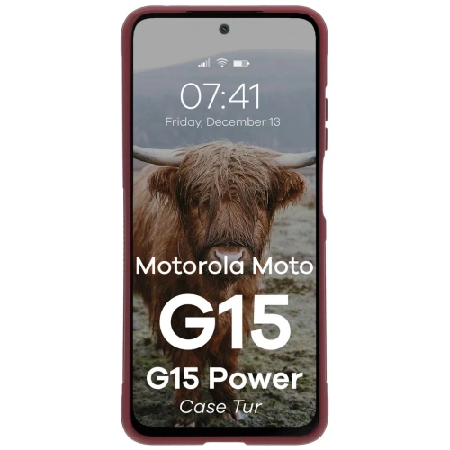 Pancerne etui Bizon Case Tur do Motorola Moto G15 / G15 Power burgundowe