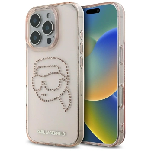 [CR] Etui Karl Lagerfeld IML Rhinestones Karl Head do Apple iPhone 16 Pro Max różowy
