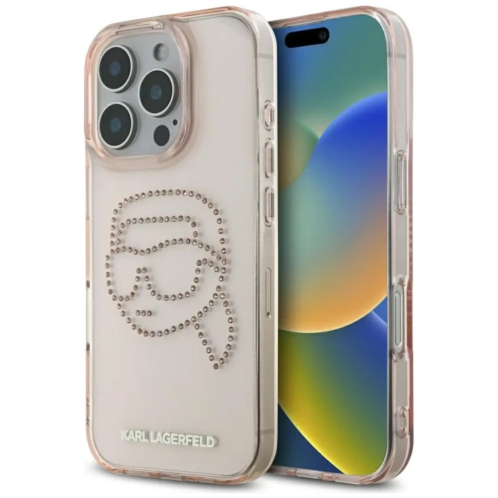 Hurtownia GSM - [CR] Karl Lagerfeld IML Strasszos Etui Karl Head Apple iPhone 16 Pro Max-hoz rózsaszín - OT-886 - {ean13} - Hurt