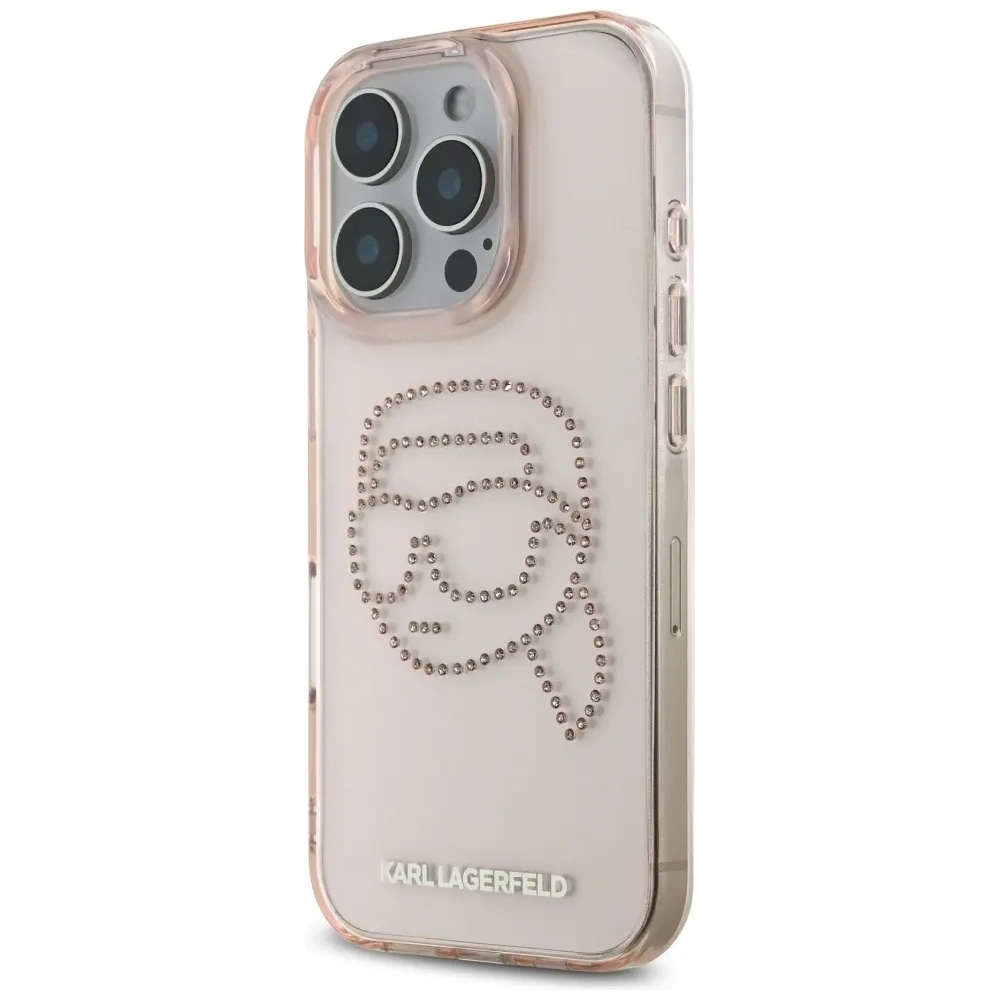 Wholesale [CR] Karl Lagerfeld IML Rhinestones Karl Head Case for Apple iPhone 16 Pro Max pink - OT-886 - {ean13} - Hurt
