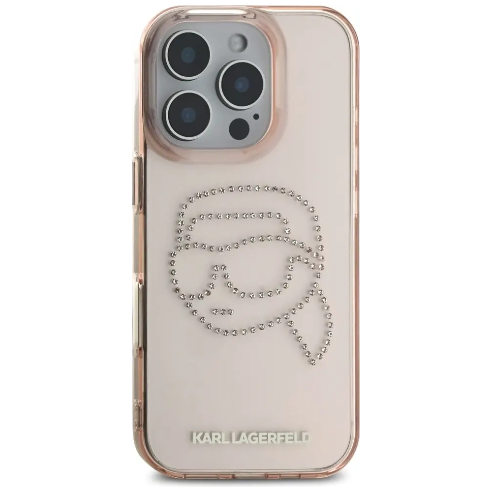 Wholesale [CR] Karl Lagerfeld IML Rhinestones Karl Head Case for Apple iPhone 16 Pro Max pink - OT-886 - {ean13} - Hurt