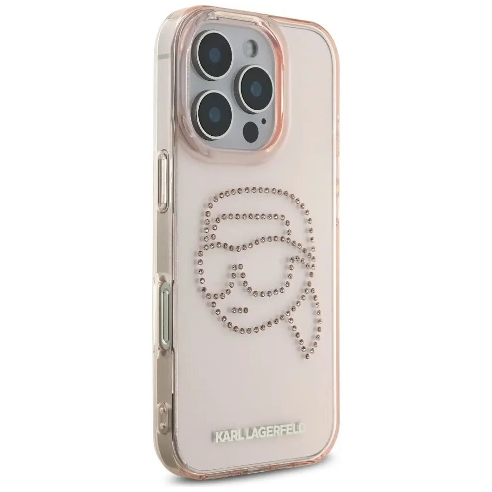 Wholesale [CR] Karl Lagerfeld IML Rhinestones Karl Head Case for Apple iPhone 16 Pro Max pink - OT-886 - {ean13} - Hurt