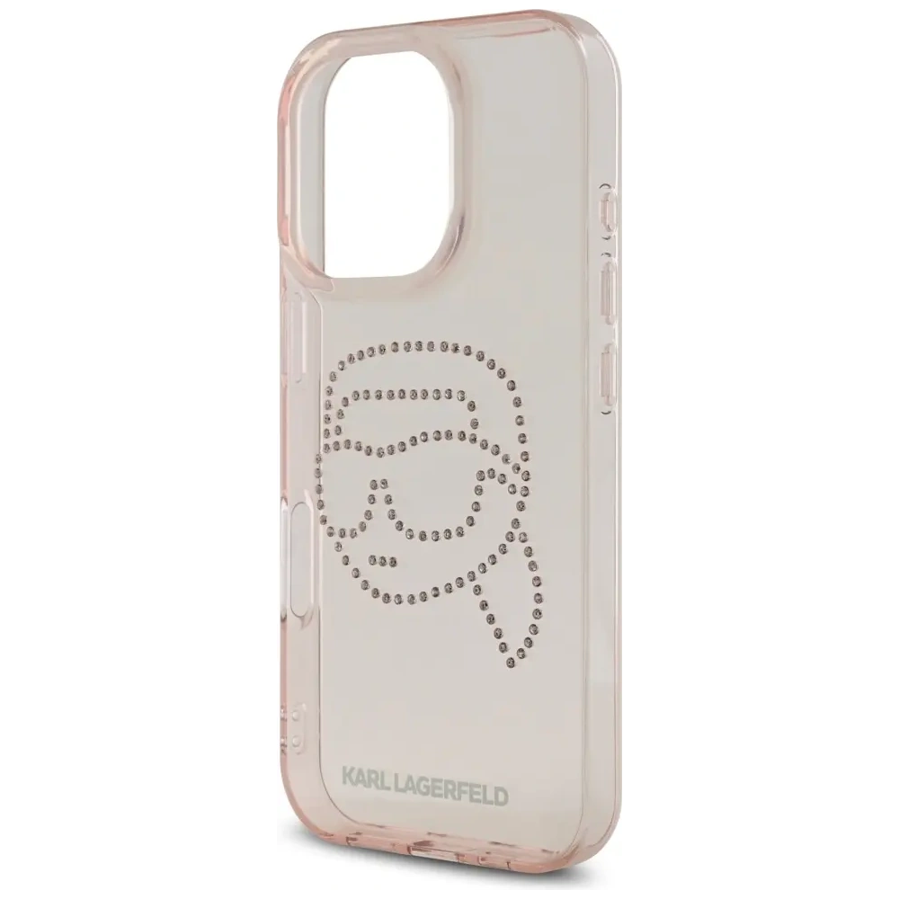 Wholesale [CR] Karl Lagerfeld IML Rhinestones Karl Head Case for Apple iPhone 16 Pro Max pink - OT-886 - {ean13} - Hurt