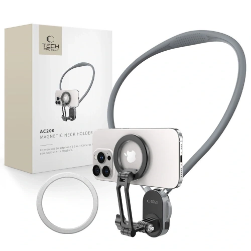 Uchwyt na szyję Tech-Protect AC200 Magnetic MagSafe & GoPro & DJI Neck Holder Crayon Grey